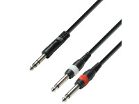 [K3YVPP0100] Gotovi kabel 6,3mm muški stereo / 2x6,3mm muški mono, 1m