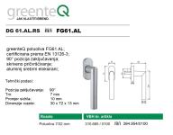 100 komada greenteQ poluoliva FG61.AL aluminij kvaka za prozor