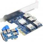PCIe Multiplier, PCIe Splitter 1 to 4 PCI-Express 16X Slots Riser Card