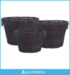 3-dijelni set košara za drva za ogrjev tamnosmeđi od vrbe - NOVO