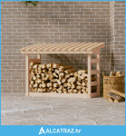 Stalak za drva za ogrjev 108x64,5x78 cm od masivne borovine - NOVO