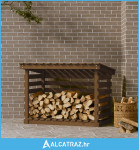Stalak za drva za ogrjev boja meda 108 x 73 x 79 cm od borovine - NOVO