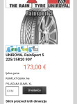 225/35/20 Uniroyal rain sport 5  kao nova  7.5mm  1 kom   100e