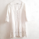 Bijela ljetna haljina tunika boho izvezeno 36 38