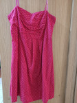 Crvena haljina M s bijelim točkicama,s malo elastina, naramenicama