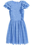 H&M plava haljina s engleskim vezom