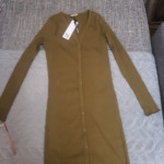 Haljina do koljena,XS veličina, zelena ,dugi rukava, Novo