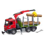 Bruder MB Arocs kamion za drva s kranom za utovar, grabilica i 3 debla