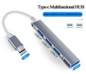 HUB Adapter Type-C ili USB 3.0, portovi: 1xUSB 3.0 i 3xUSB 2.0  ALU