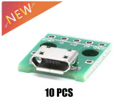 Konektor Micro USB to DIP Adapter 5pin ženski PCB 2.54mm SET-10konekto