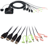 KVM switch HDMI 4k + USB + audio - 2 porta, sa svim kabelima