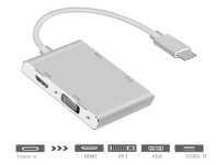 Optimus adapter 4 u 1/USB C na HDMI/DVI/VGA/USB A 3.0 (ženski)