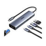 USB HUB UGREEN 6-in-1, USB-C na 2x USB-C 3.2, USB-A 3.2, USB-A 2.0, RJ