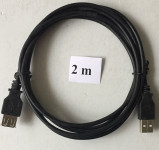 USB produžni kabl A muški na USB A ženski 2 m (crni)