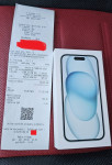 Apple iPhone 15 128GB Blue! Novo, račun, kupljeno 04-04 u A1
