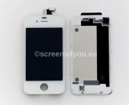 Zamjenski ekran i staklo os. na dodir za iPhone 4+zadnja strana bijelo