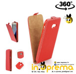 IPHONE 8 MASKA IPHONE 8 MASKICA FLIP KOZNA CRVENA + KALJENO STAKLO