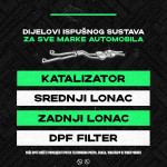 DIJELOVI AUSPUHA (srednji lonac, zadnji lonac, katalizator)