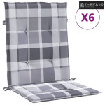 Jastuci za vrtne stolice 6 kom sivi karirani 100x50x3cm tkanine - Sivi