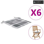 Jastuci za vrtne stolice 6 kom sivi karirani 40x40x4 cm tkanina - Sivi