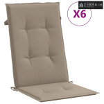 Jastuci za vrtne stolice 6 kom smeđesivi 120x50x3 cm od tkanine - Sivo