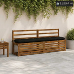 Jastučić za klupu VIANEN 100% poliester Crna 200 x 30 x 12 cm - Crna 2