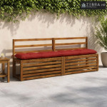 Jastučić za klupu VIANEN 100% poliester Crvena 200 x 30 x 12 cm - Crve