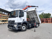 Mercedes-Benz Arocs 1830, kiper-kran, Palfinger 11001, Meiller sanduk
