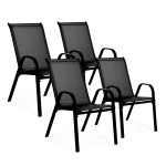 MultiGarden set od 4 vrtne stolice – za terasu ili balkon, crne