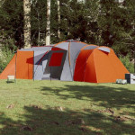 vidaXL Šator za 12 osoba sivo-narančasti od tkanine vodootporan
