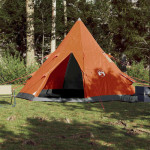 vidaXL Šator za 4 osobe sivo-narančasti od tkanine vodootporan