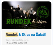 Dvije ulaznice za koncert Rundek na Šalati 11.7.