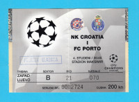 NK CROATIA (Dinamo Zagreb) vs PORTO (3:1) - 1998 Liga prvaka ulaznica