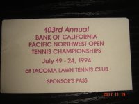 ulaznica za 103 tenis turnir Pacific Northwest Open TACOMA 1994