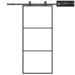 Klizna vrata s priborom crna 90 x 205 cm od ESG stakla - 90 x 205 cm (