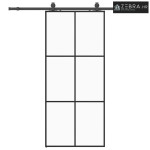 Klizna vrata s priborom crna 90 x 205 cm od ESG stakla - 90 x 205 cm (