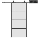 Klizna vrata s priborom crna 90 x 205 cm od ESG stakla - 90 x 205 cm (