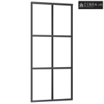 Staklena klizna vrata ESG i aluminija 90 x 205 cm crna - 90 x 205 cm R
