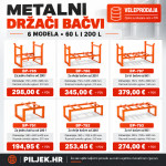 METALNI DRŽAČI I STALCI ZA BAČVE 60L I 200L–VIŠE MODELA - PILJEK.HR