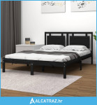 Okvir za krevet od masivne borovine crni 200 x 200 cm - NOVO