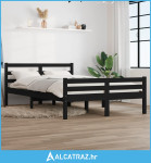 Okvir za krevet od masivnog drva crni 140 x 190 cm - NOVO
