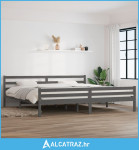 Okvir za krevet od masivnog drva sivi 200 x 200 cm - NOVO
