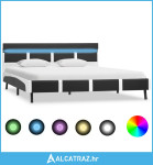 Okvir za krevet od umjetne kože s LED svjetlom sivi 140x200 cm - NOVO