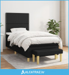 Box spring krevet s madracem crni 80 x 200 cm od tkanine - NOVO