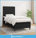Box spring krevet s madracem crni 90x190 cm od tkanine - NOVO