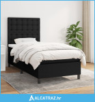 Box spring krevet s madracem crni 90x190 cm od tkanine - NOVO