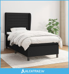 Box spring krevet s madracem crni 90x190 cm od tkanine - NOVO