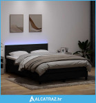 Box Spring krevet s madracem i LED crni 160x210 cm baršunasti - NOVO