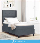 Box Spring krevet s madracem i LED-om Tamno siva 80x200 cm Baršun - NO