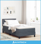 Box Spring Krevet s Madracem i LED-om Tamno Siva 90x190 cm Baršun - NO